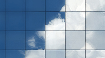 Journey to the Cloud Blue sky with clouds divided into a series of squares